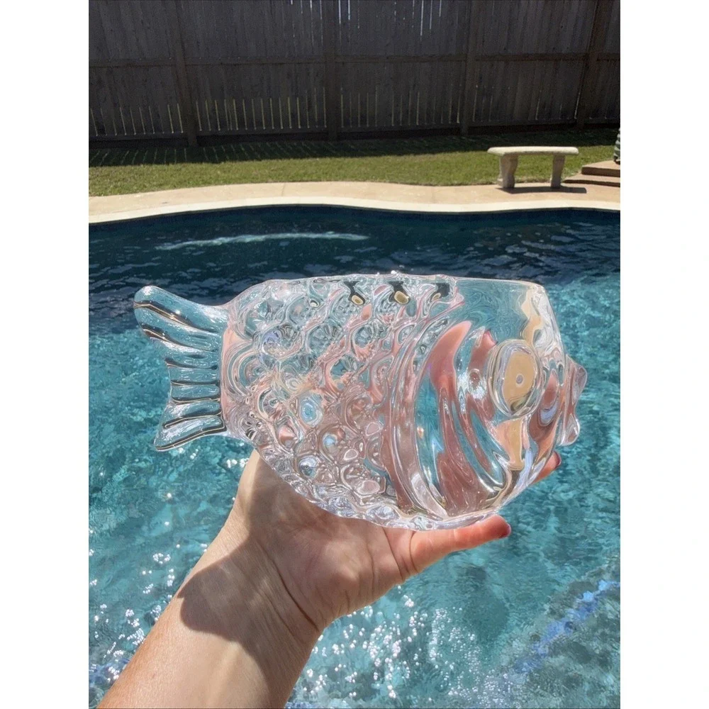 Heavy Lead Crystal Fish-Shaped Bowl 2 Lb 8 oz Vintage Decorative
